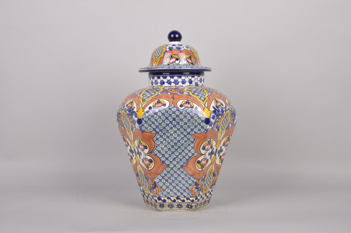 Moctezuma Dupuis Talavera Lidded Ceramic Jar, photo 3 of 10