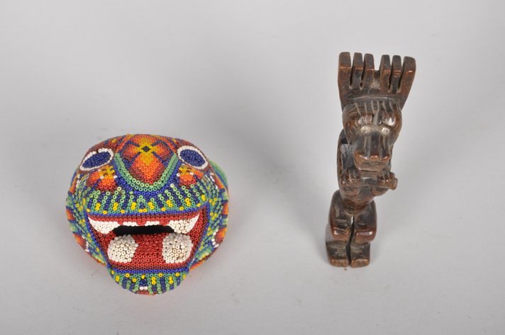 Mayan Sling Shot and Huichol Beaded Jaguar