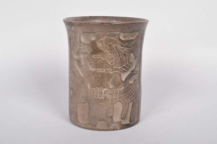 Mayan Earthenware Carved Vessel