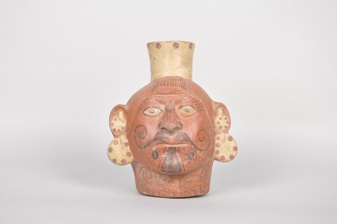 Moche Peru Male Portrait Vessel, photo 2 of 6