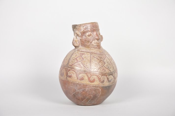 Inca Period Chancey Area Carved Effigy Pottery Vessel