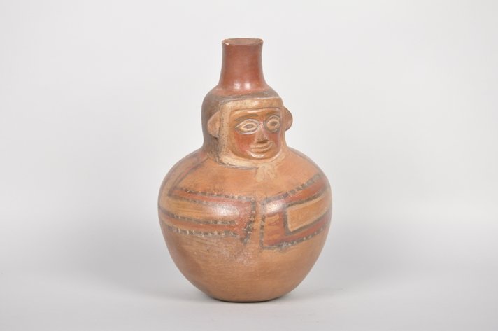 Nazca Effigy Form Polychrome Clay Vessel