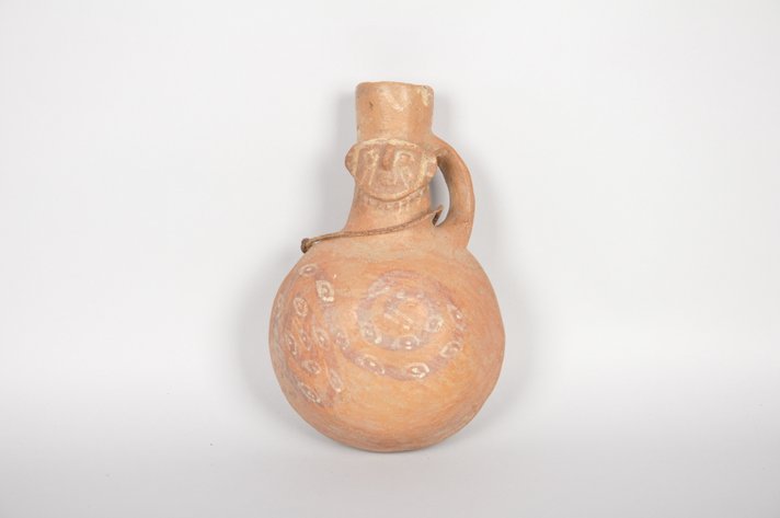 Pre Colombian Figural Clay Bottle Vessel