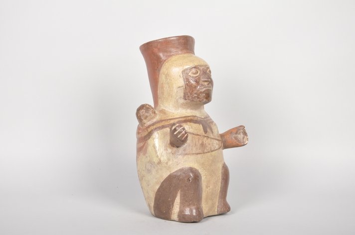 Pre-Columbian Moche Woman and Baby Clay Vessel