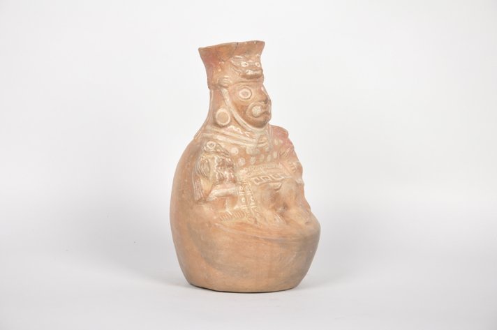 Moche Ai-Apec Chief God Ceramic Stirrup Spout Vessel