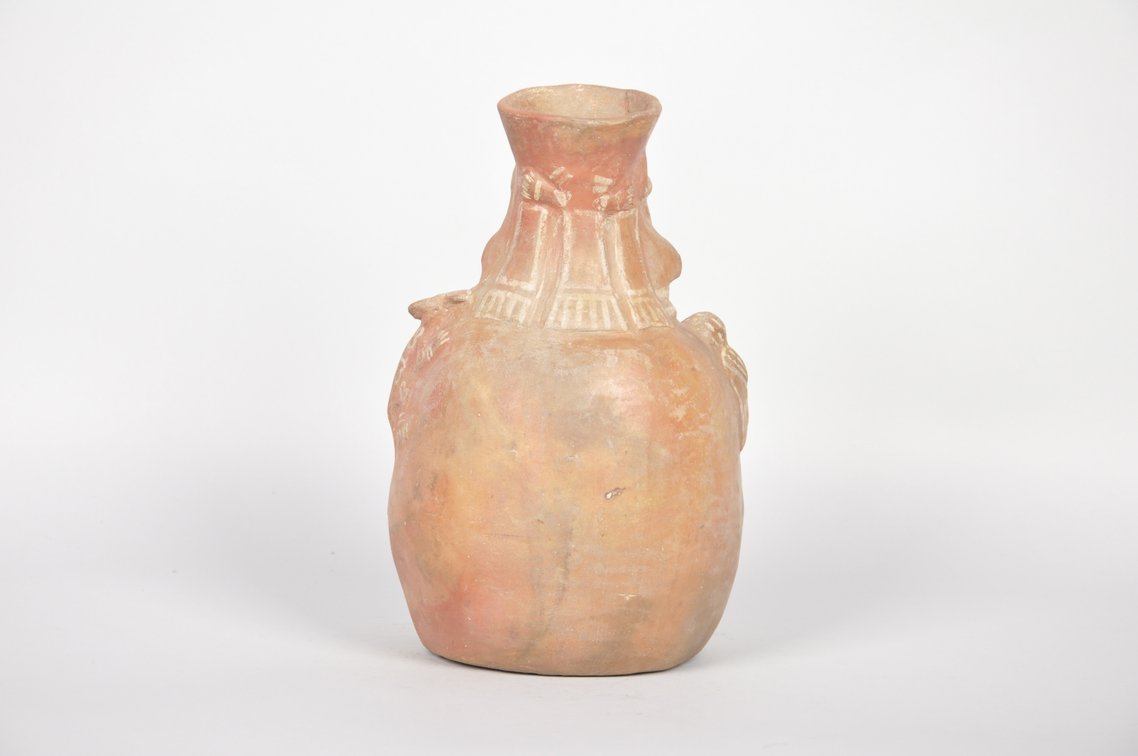 Moche Ai-Apec Chief God Ceramic Stirrup Spout Vessel, photo 5 of 6