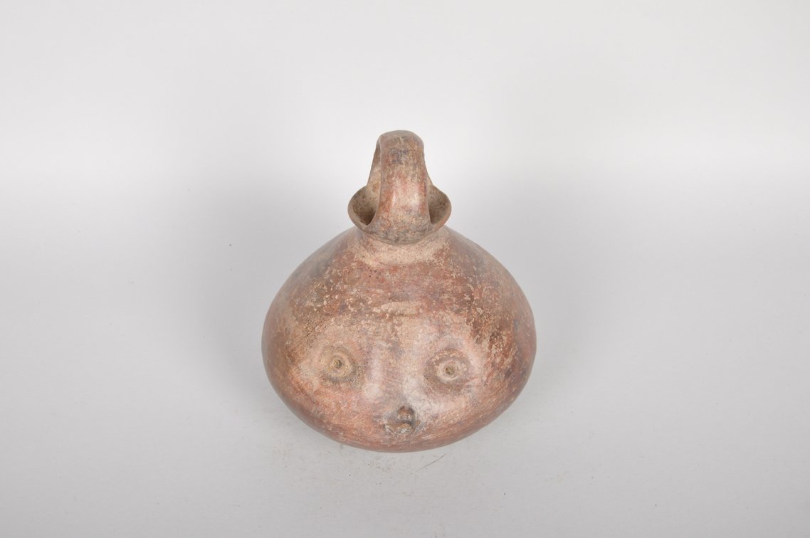 Pre-Columbian Vicus Loop Handle Face Vessel, photo 2 of 6