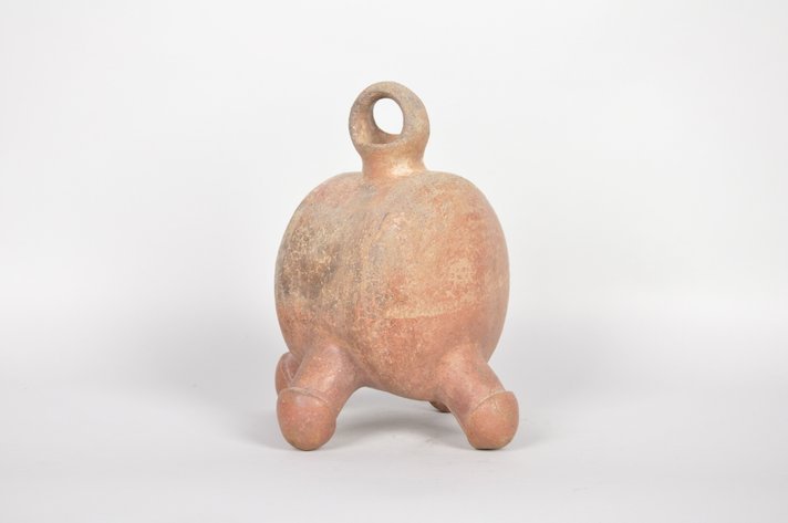 Vicus Culture Peruvian Loop Handle Phallic Vessel