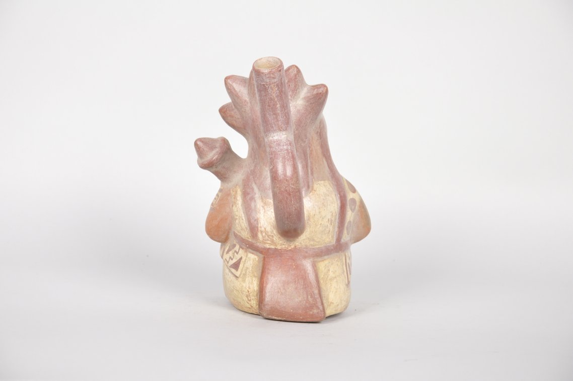 Restored Moche Warrior Figure Stirrup Spout Bottle, photo 5 of 6