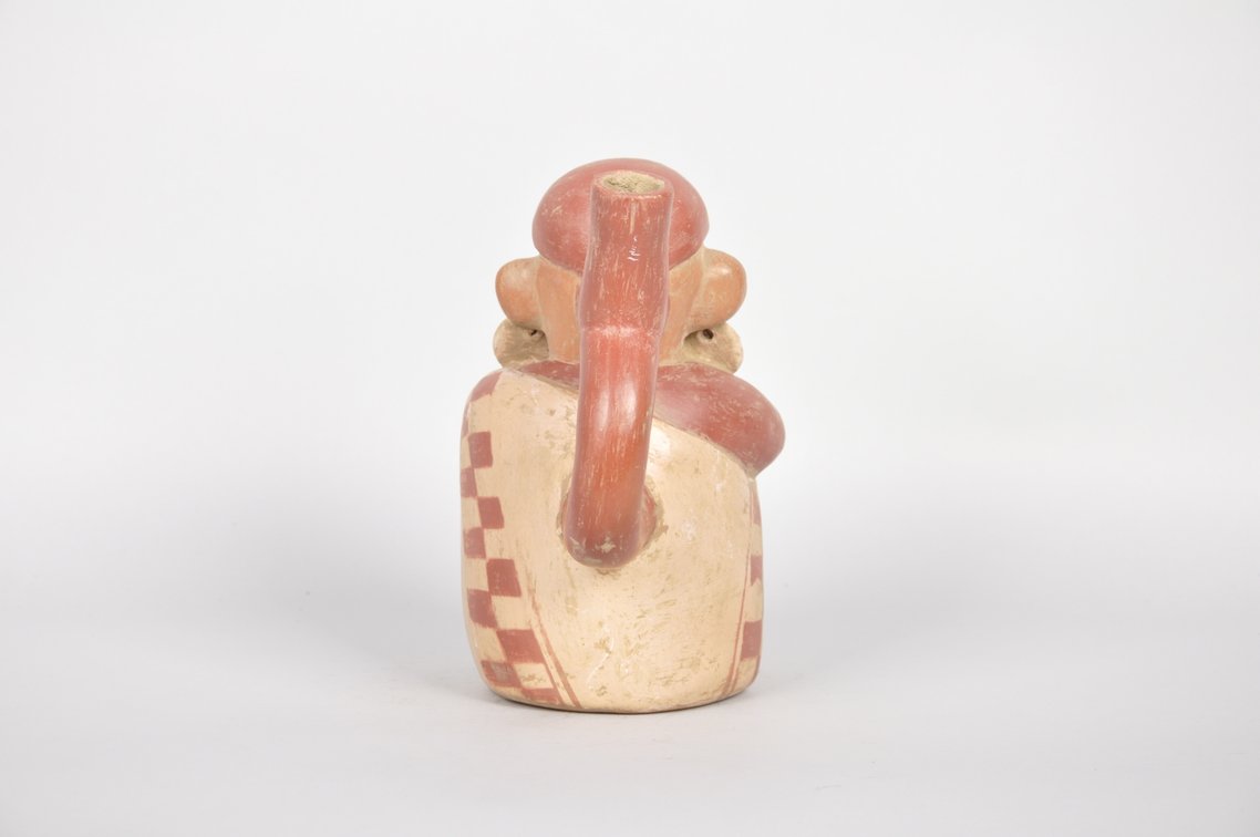 Moche Ceramic Stirrup Spout  Vessel Depicting a Musician, photo 5 of 6