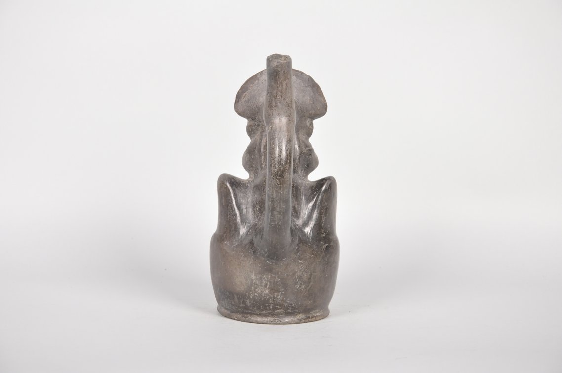 A Black Moche Stirrup Spout Multi-Figural Bottle, photo 4 of 6
