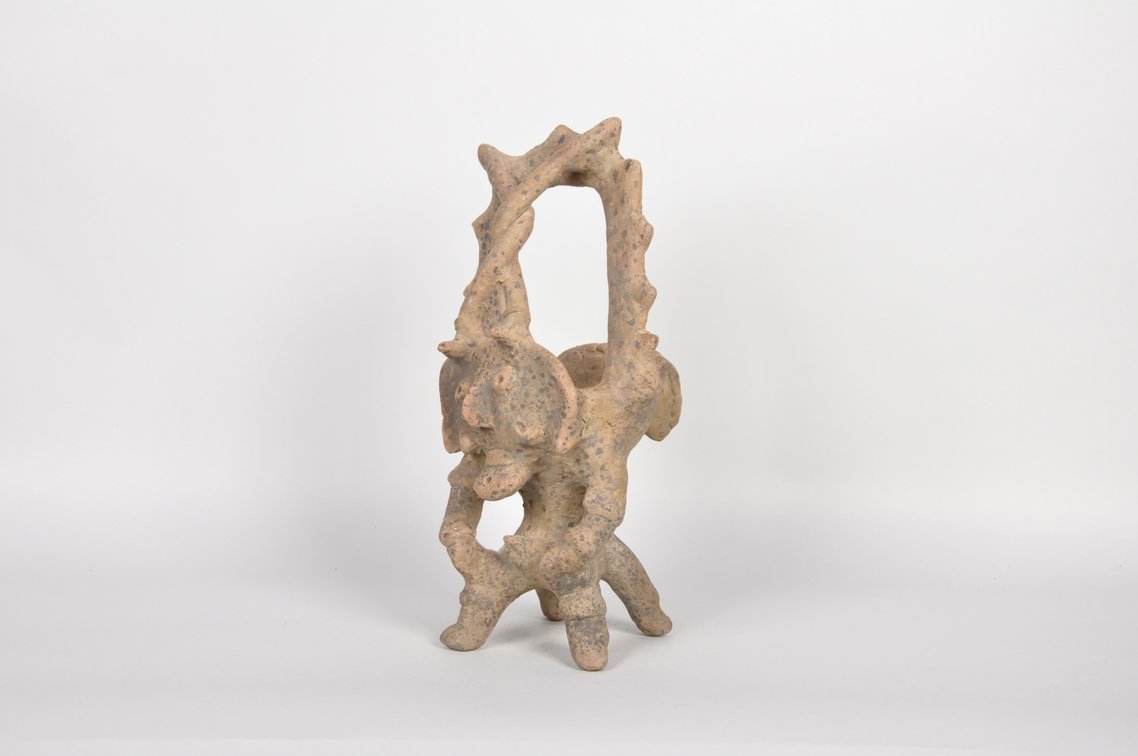 Colima Pottery Janiform Tlaloc Incensario Figure, photo 2 of 8