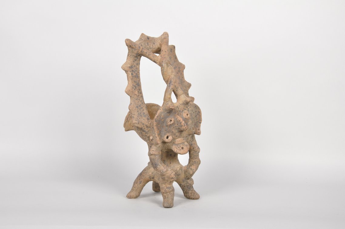 Colima Pottery Janiform Tlaloc Incensario Figure, photo 3 of 8