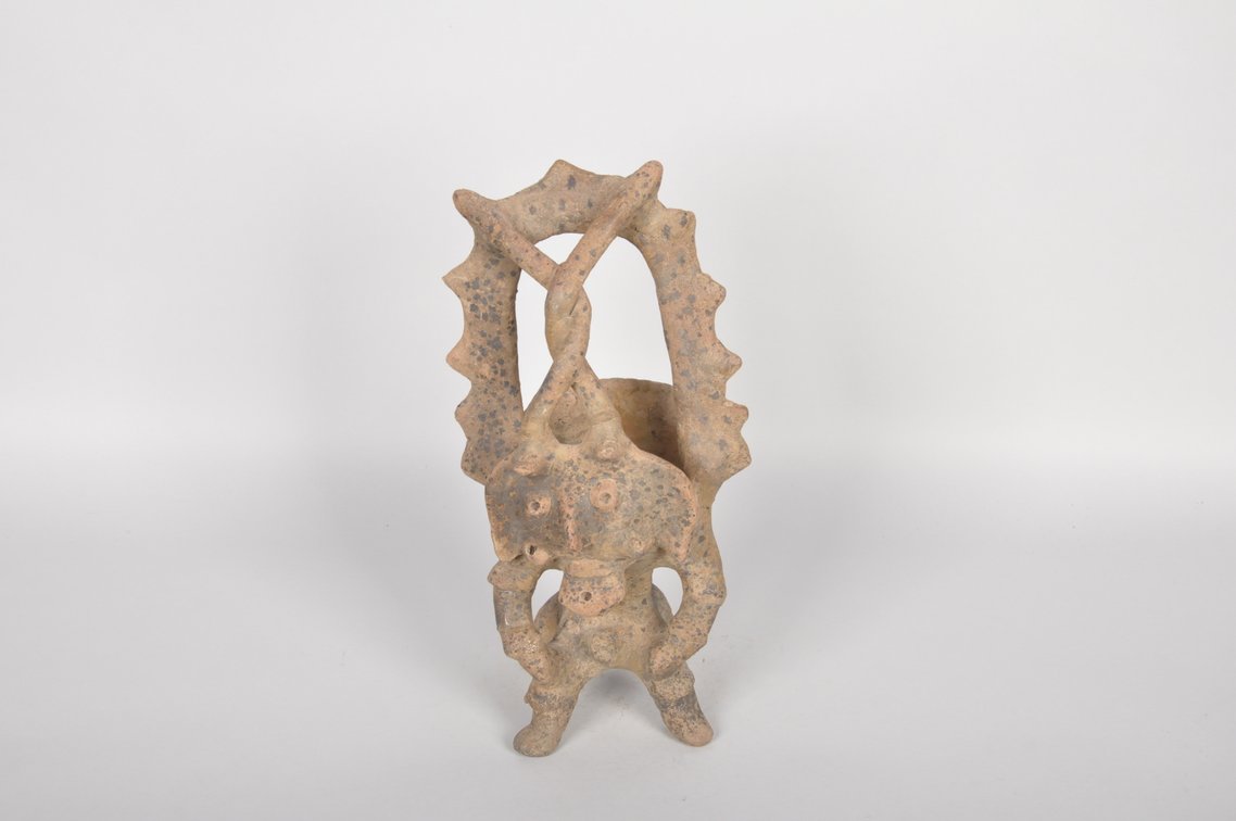 Colima Pottery Janiform Tlaloc Incensario Figure, photo 4 of 8