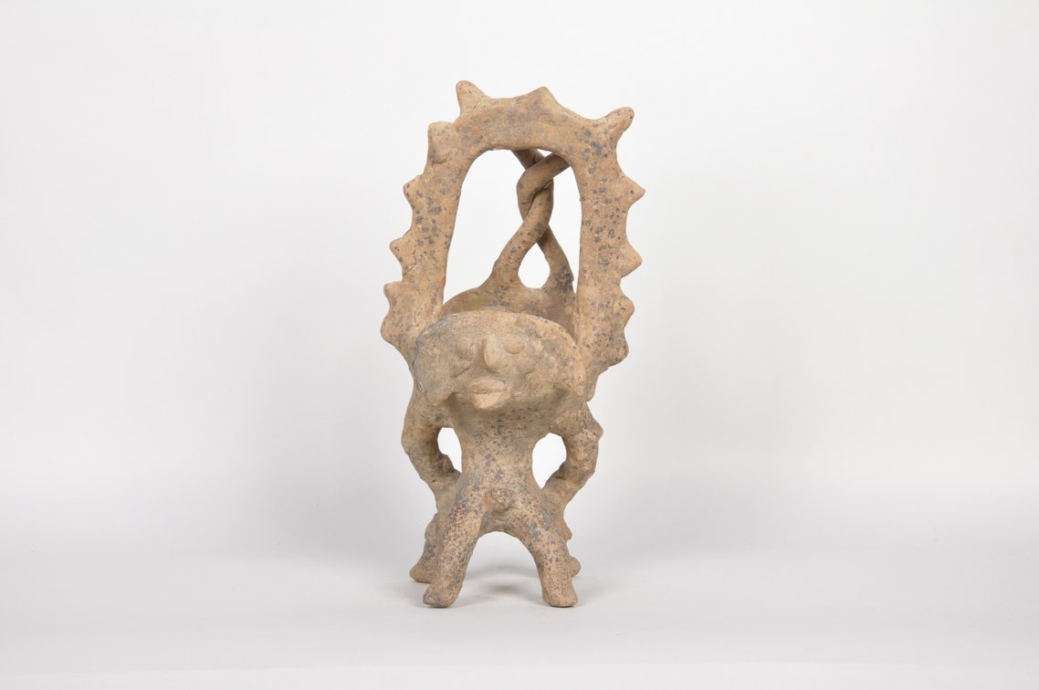 Colima Pottery Janiform Tlaloc Incensario Figure, photo 6 of 8
