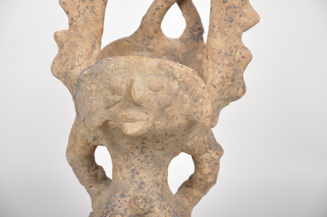 Colima Pottery Janiform Tlaloc Incensario Figure, photo 7 of 8