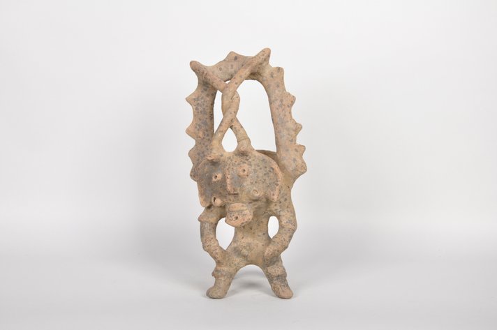 Colima Pottery Janiform Tlaloc Incensario Figure