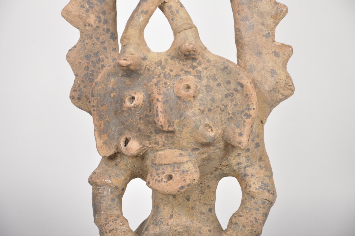 Colima Pottery Janiform Tlaloc Incensario Figure, photo 5 of 8