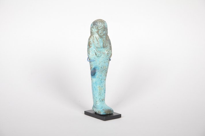 Ancient Egyptian Blue Faience Ushabti Late Period 26th Dynasty Figure