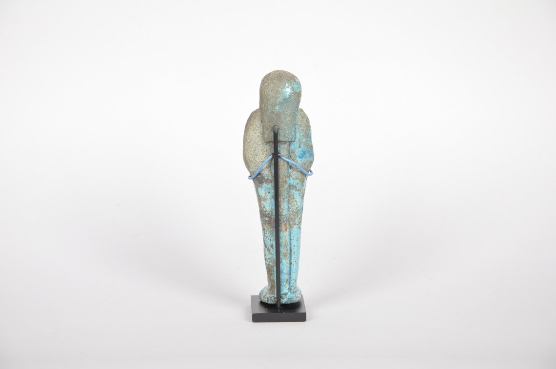 Ancient Egyptian Blue Faience Ushabti Late Period 26th Dynasty Figure, photo 6 of 6
