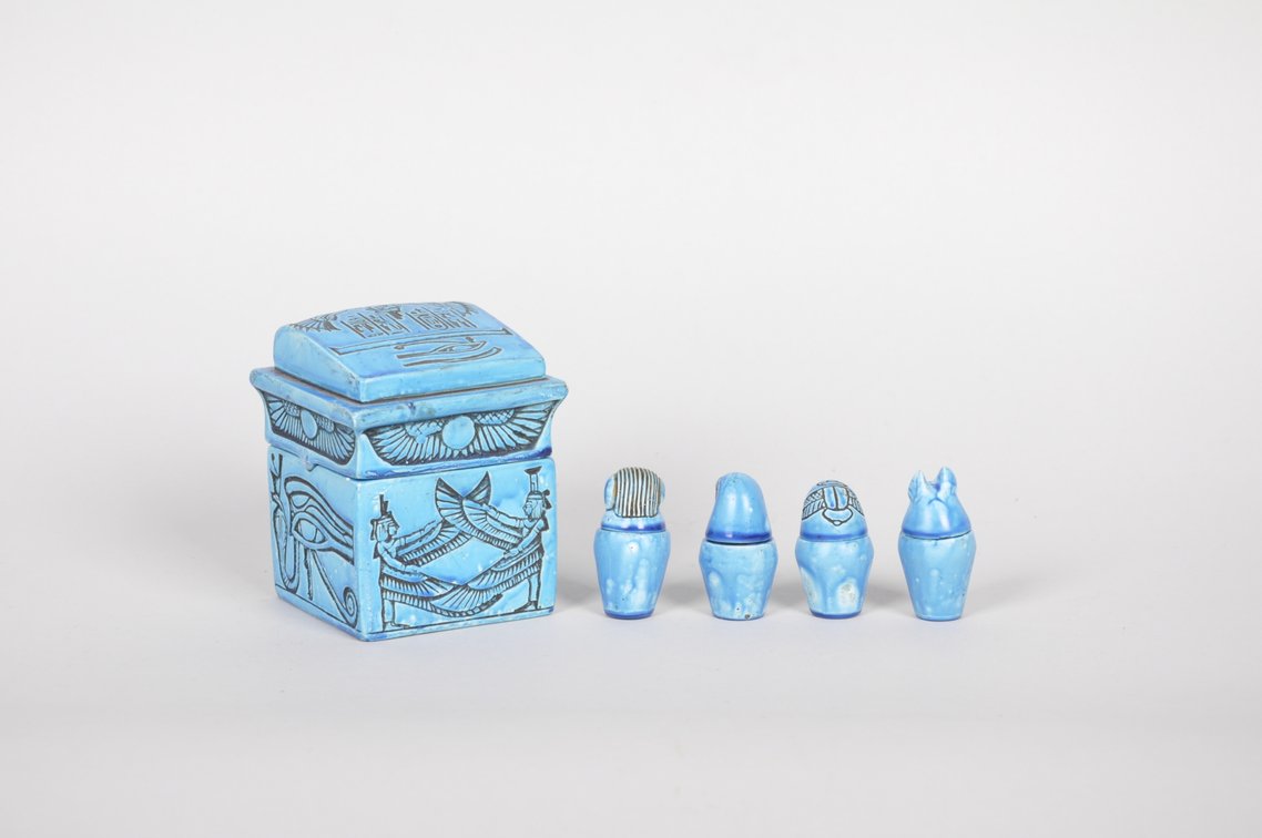 Egyptian Canopic Box and Jars, photo 2 of 9