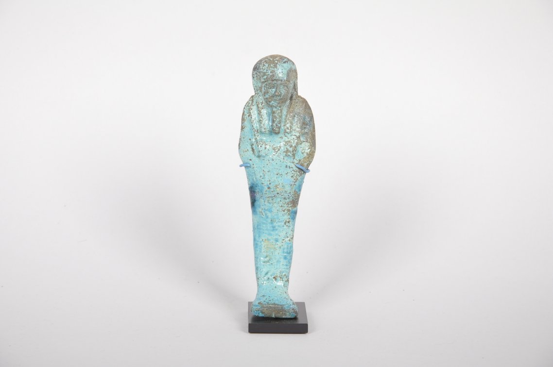 Ancient Egyptian Blue Faience Ushabti Late Period 26th Dynasty Figure, photo 2 of 6