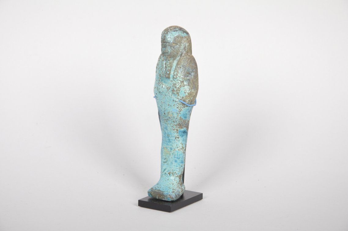 Ancient Egyptian Blue Faience Ushabti Late Period 26th Dynasty Figure, photo 3 of 6