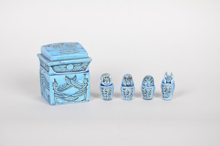 Egyptian Canopic Box and Jars