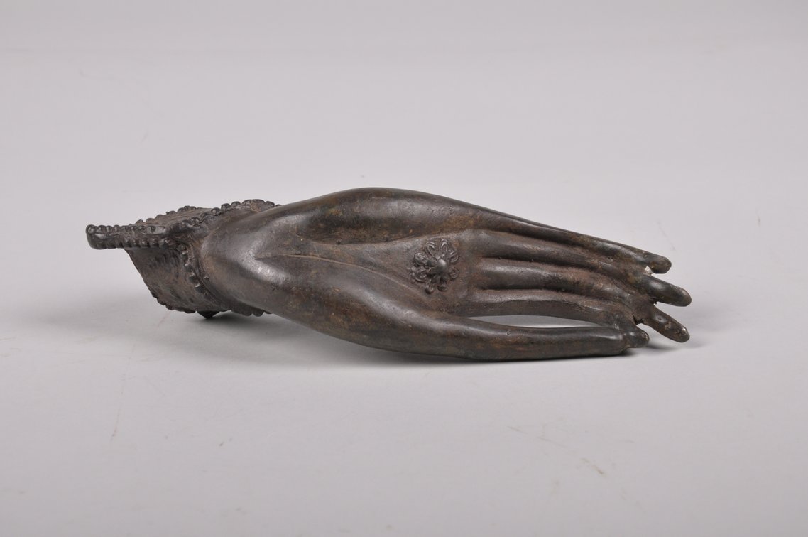 Hindi Yama Mask and Mantra Meditation Hand Bronze Sculpture, photo 7 of 12