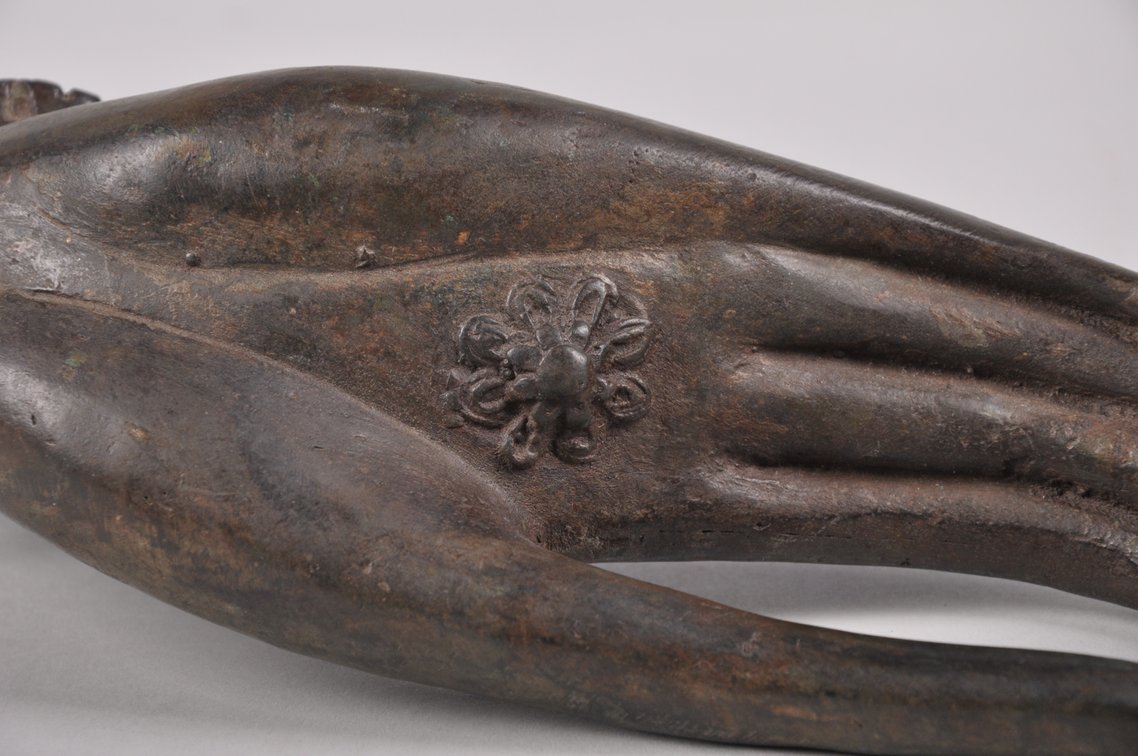 Hindi Yama Mask and Mantra Meditation Hand Bronze Sculpture, photo 9 of 12