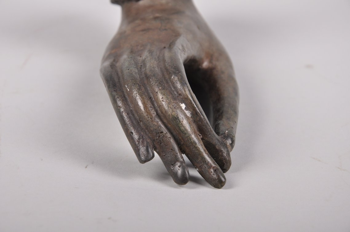 Hindi Yama Mask and Mantra Meditation Hand Bronze Sculpture, photo 5 of 12