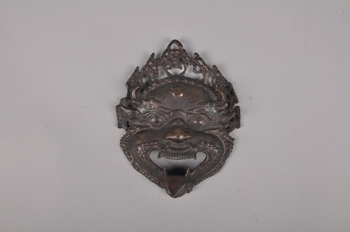 Hindi Yama Mask and Mantra Meditation Hand Bronze Sculpture, photo 11 of 12