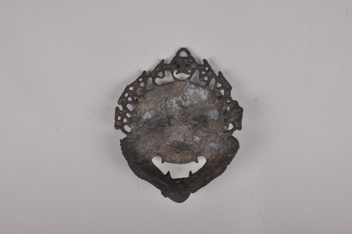 Hindi Yama Mask and Mantra Meditation Hand Bronze Sculpture, photo 12 of 12
