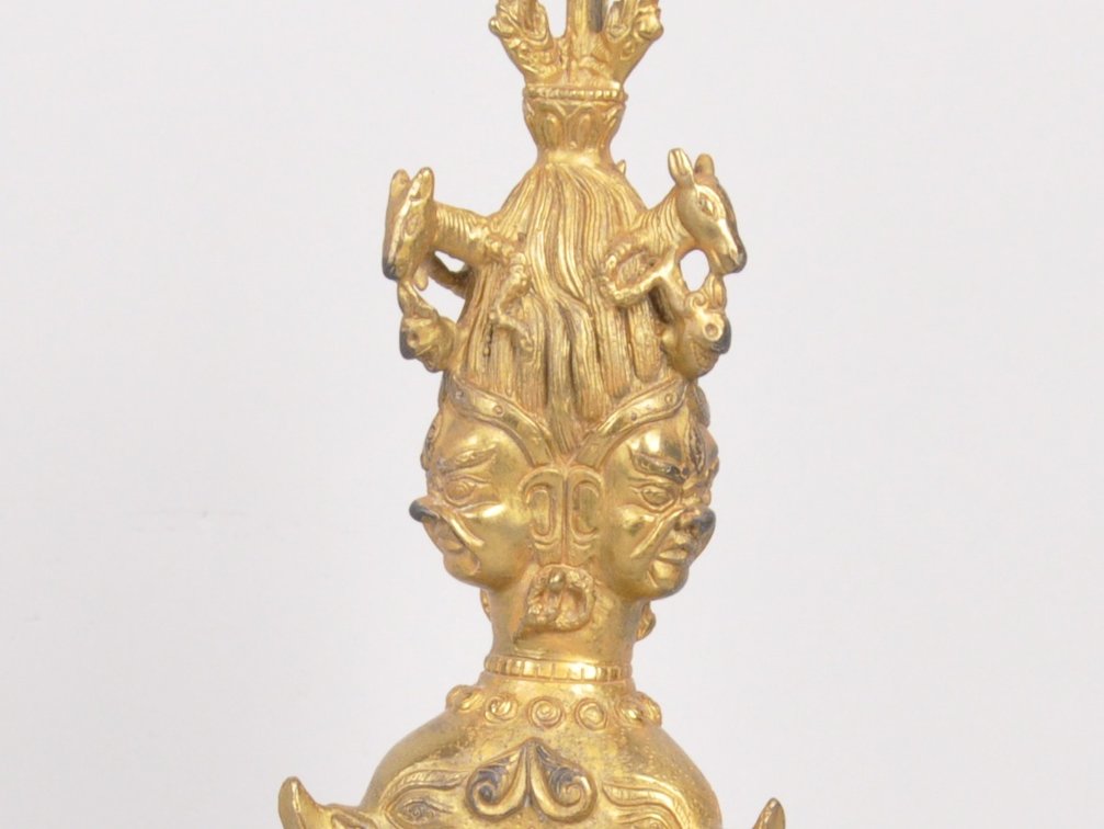 Two Tibetan Gold Toned Bronze Vajra Pestle's, photo 7 of 13
