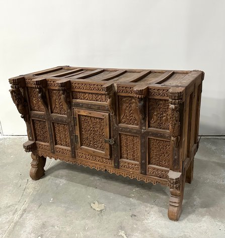Dowery Chest, India, Hand Carved Wood