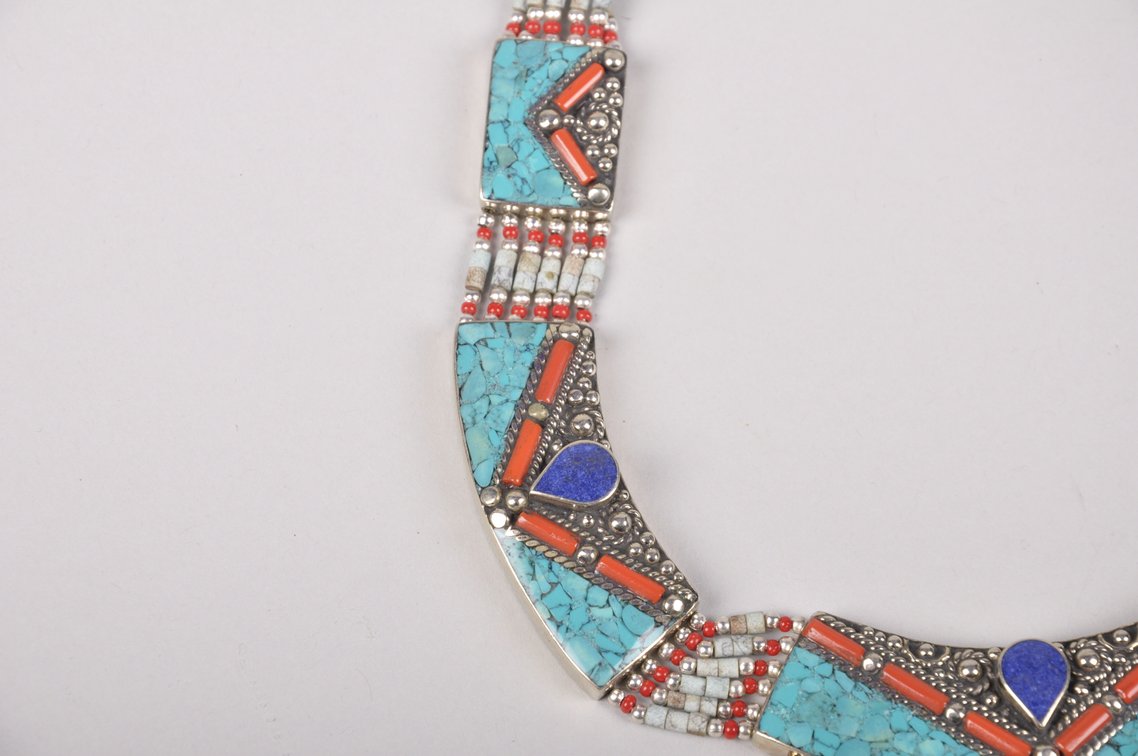 Sterling Silver Turquoise, Lapis, and Coral Necklace and Bracelet, photo 5 of 17
