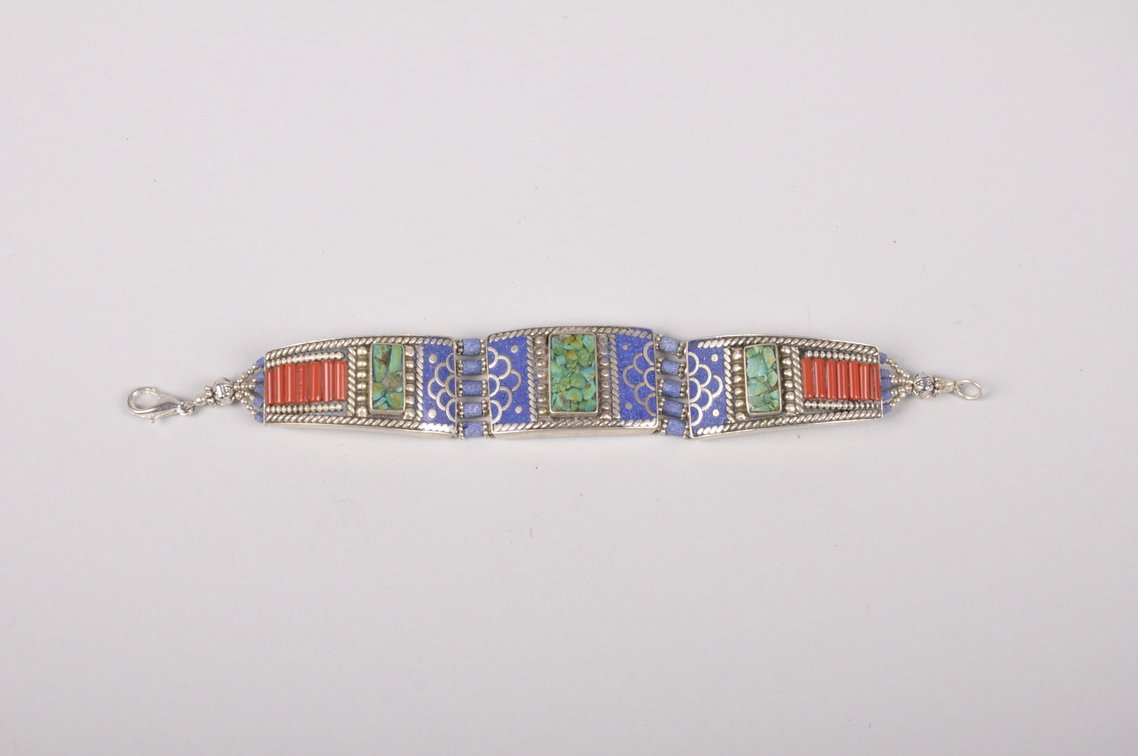 Sterling Silver Turquoise, Lapis, and Coral Necklace and Bracelet, photo 9 of 17