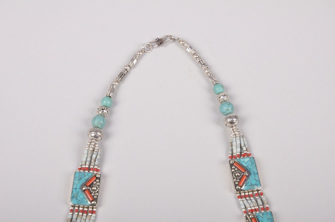 Sterling Silver Turquoise, Lapis, and Coral Necklace and Bracelet, photo 4 of 17