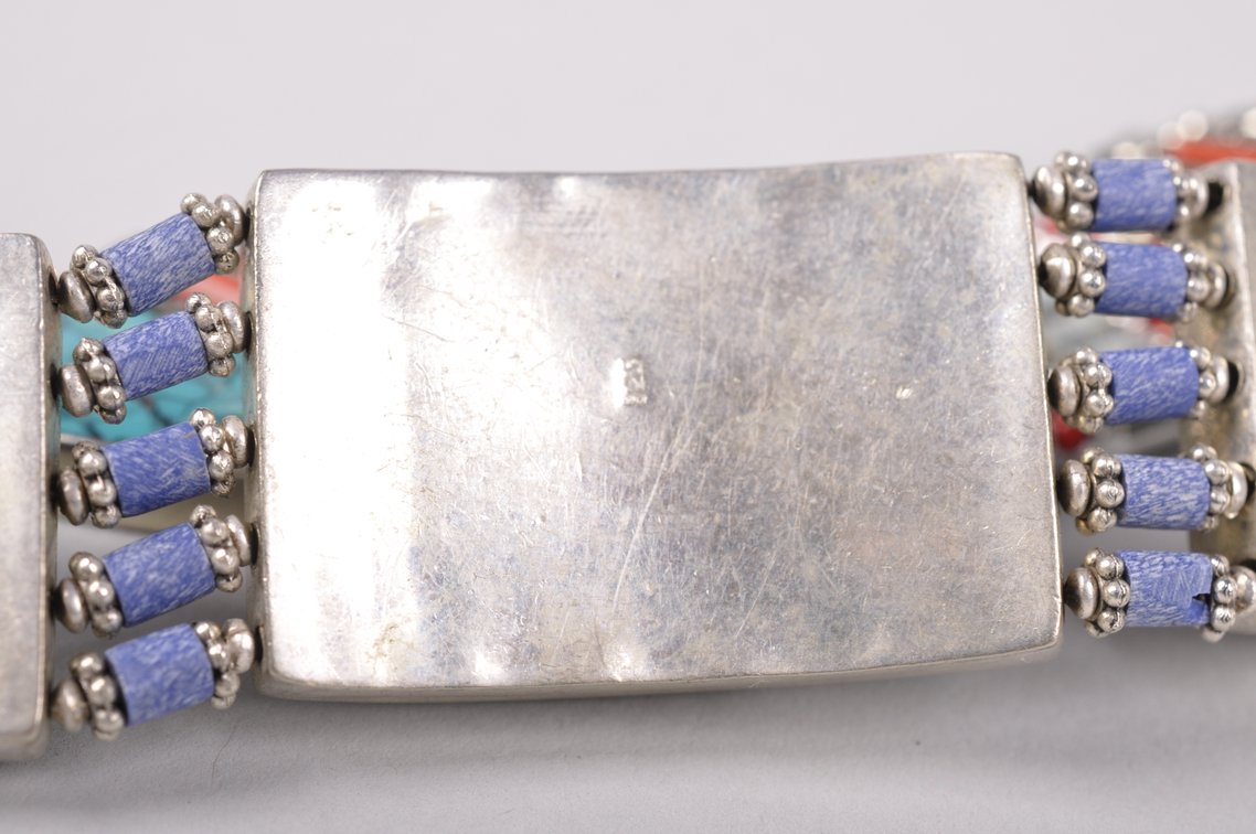 Sterling Silver Turquoise, Lapis, and Coral Necklace and Bracelet, photo 14 of 17