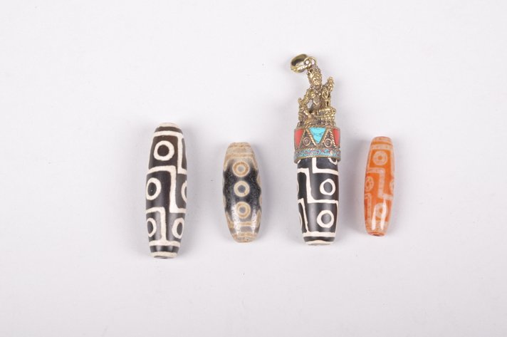 Four Chinese Tibetan Dzi Beads