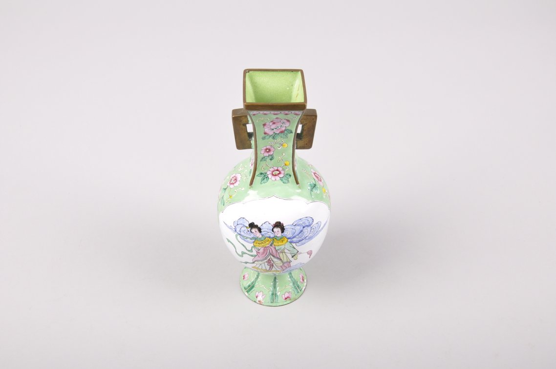 Chinese Cloisonne Enamel Vase and Plate, photo 6 of 10