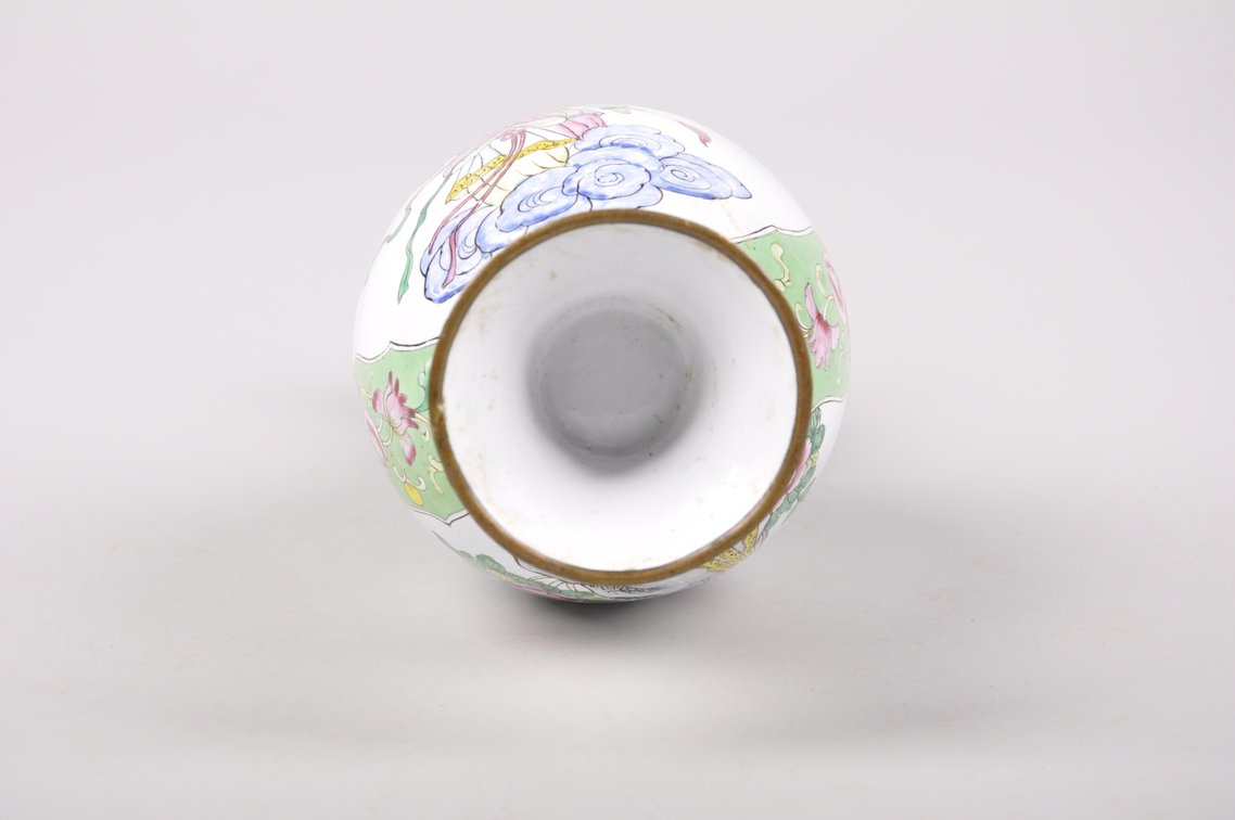 Chinese Cloisonne Enamel Vase and Plate, photo 7 of 10