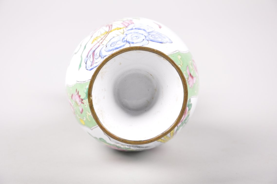 Chinese Cloisonne Enamel Vase and Plate, photo 8 of 10