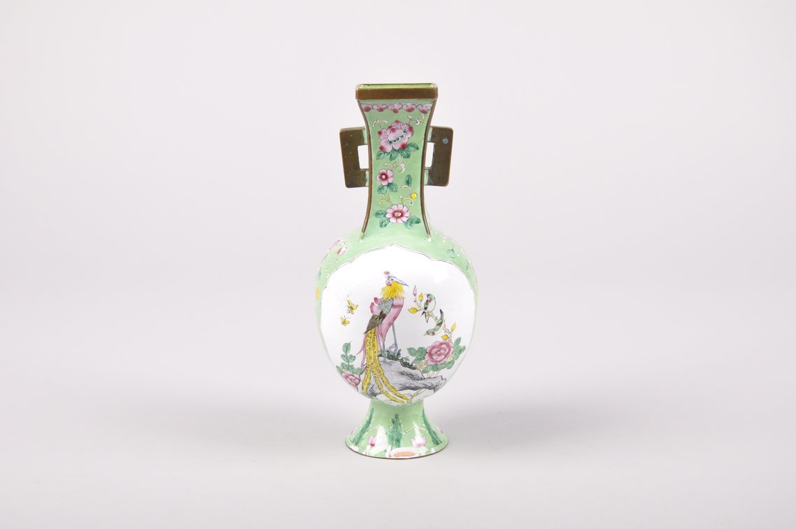 Chinese Cloisonne Enamel Vase and Plate, photo 2 of 10