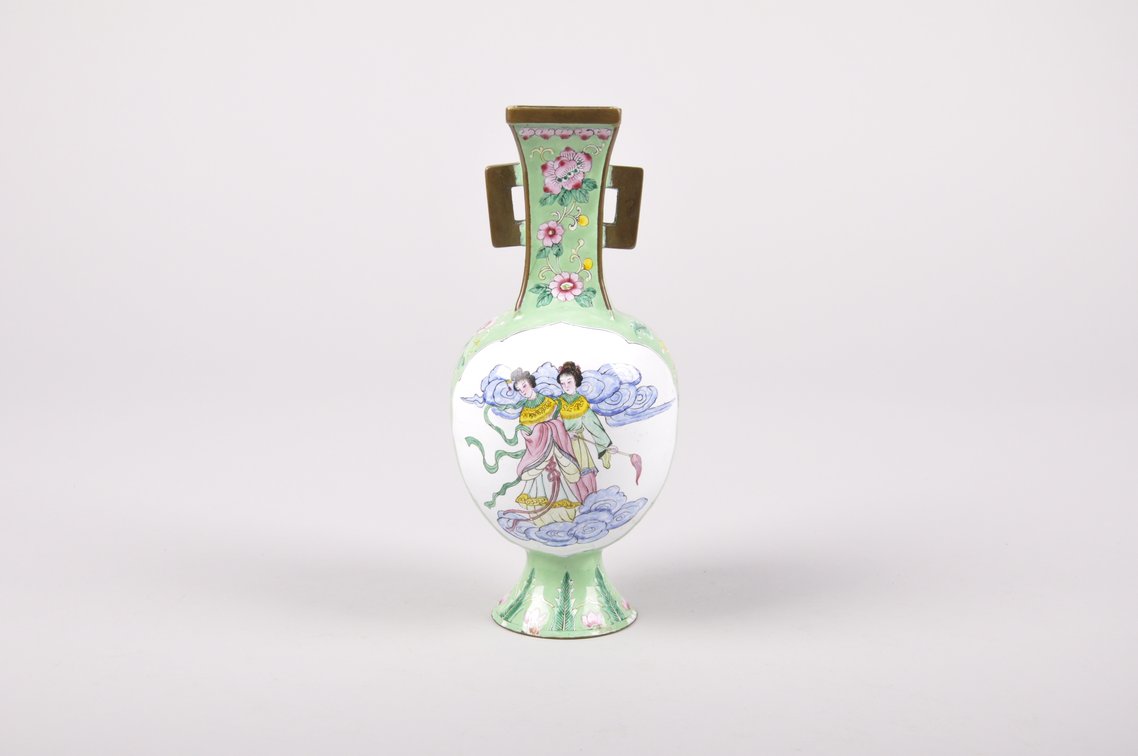 Chinese Cloisonne Enamel Vase and Plate, photo 3 of 10