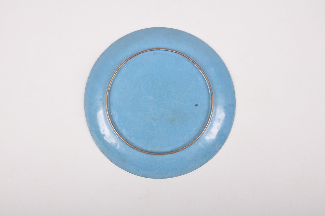 Chinese Cloisonne Enamel Vase and Plate, photo 10 of 10