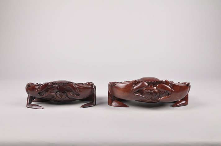 Carved Wooden Teak or Mahogany Crabs