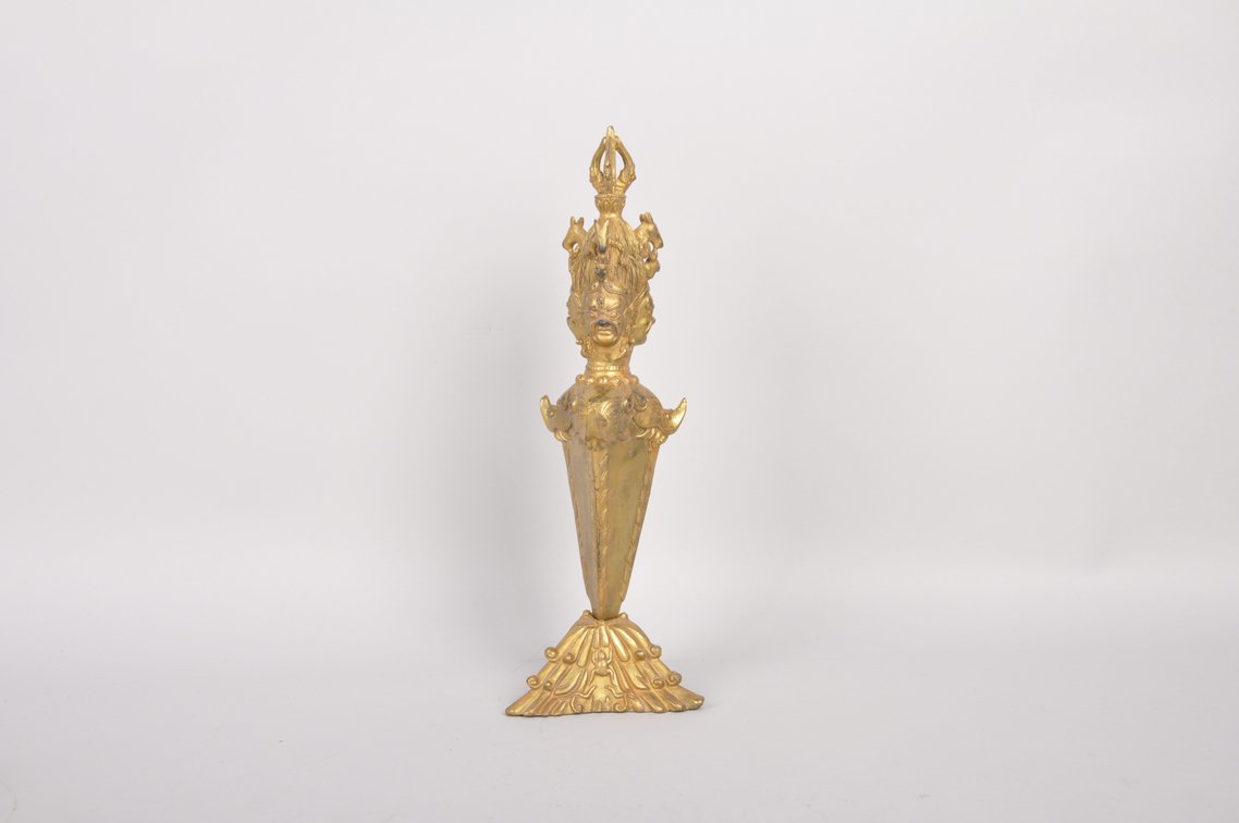 Two Tibetan Gold Toned Bronze Vajra Pestle's, photo 2 of 13