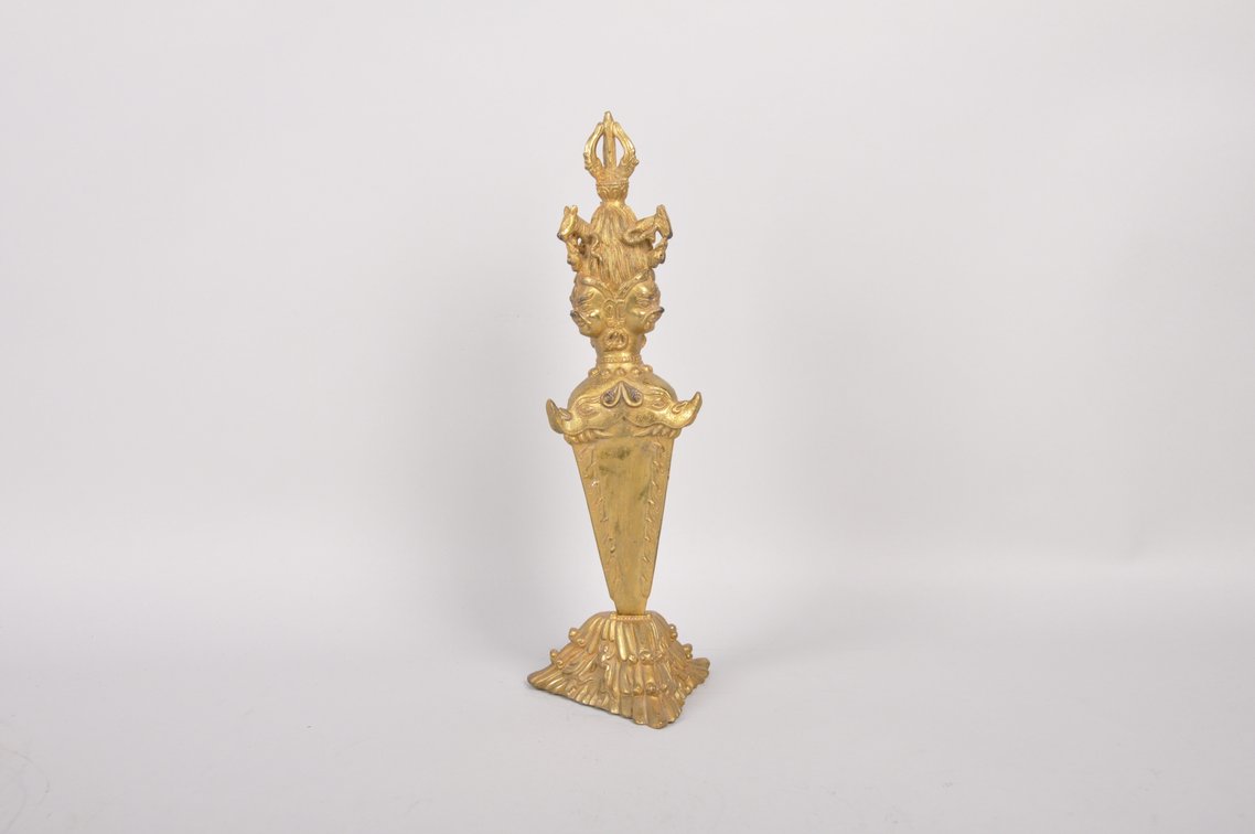 Two Tibetan Gold Toned Bronze Vajra Pestle's, photo 4 of 13
