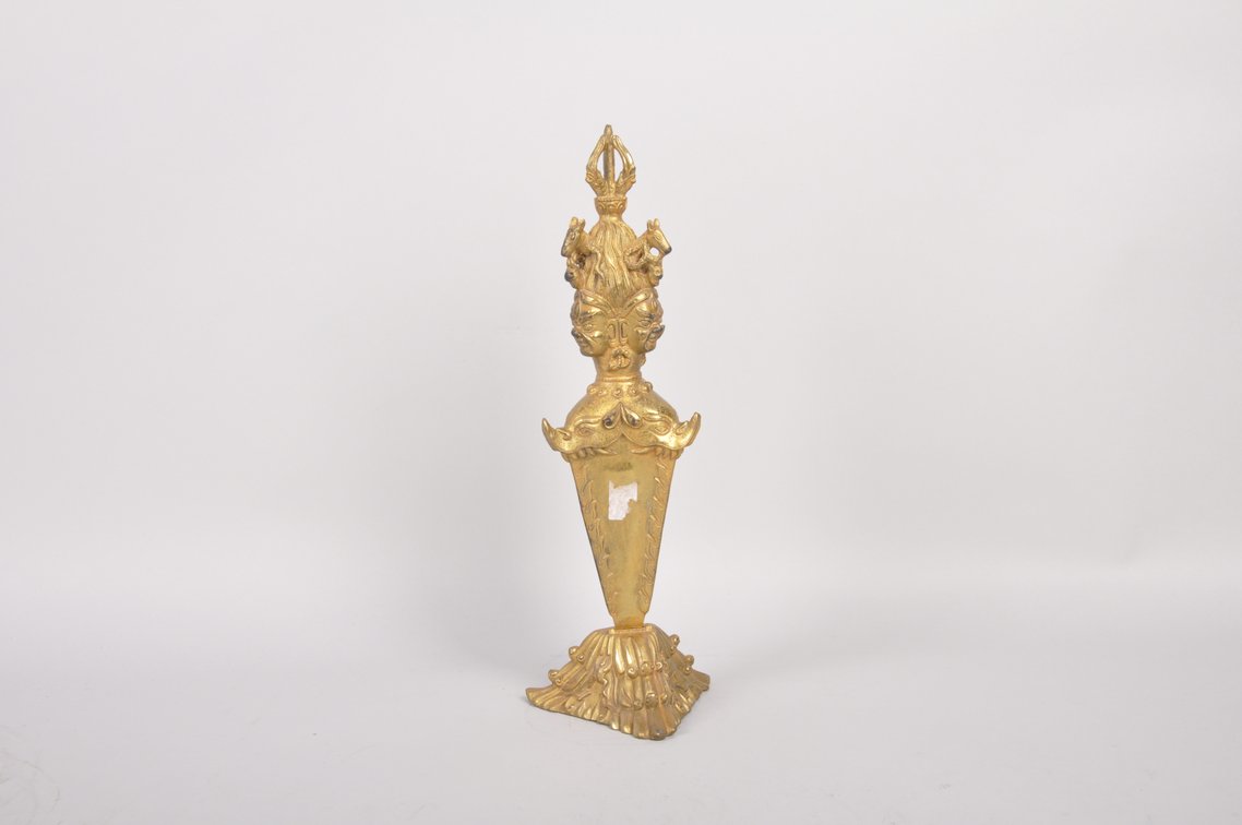 Two Tibetan Gold Toned Bronze Vajra Pestle's, photo 5 of 13